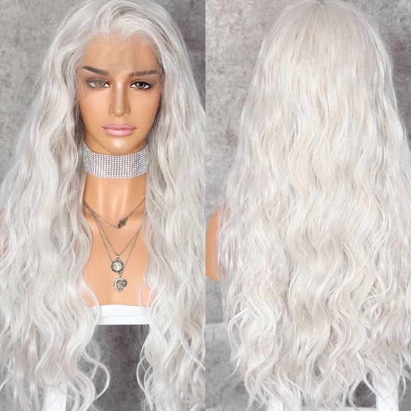 💫24” WHITE BLONDE  WAVY 6” FRONT LACE FRONT WIG💫 - Picture 2 of 8